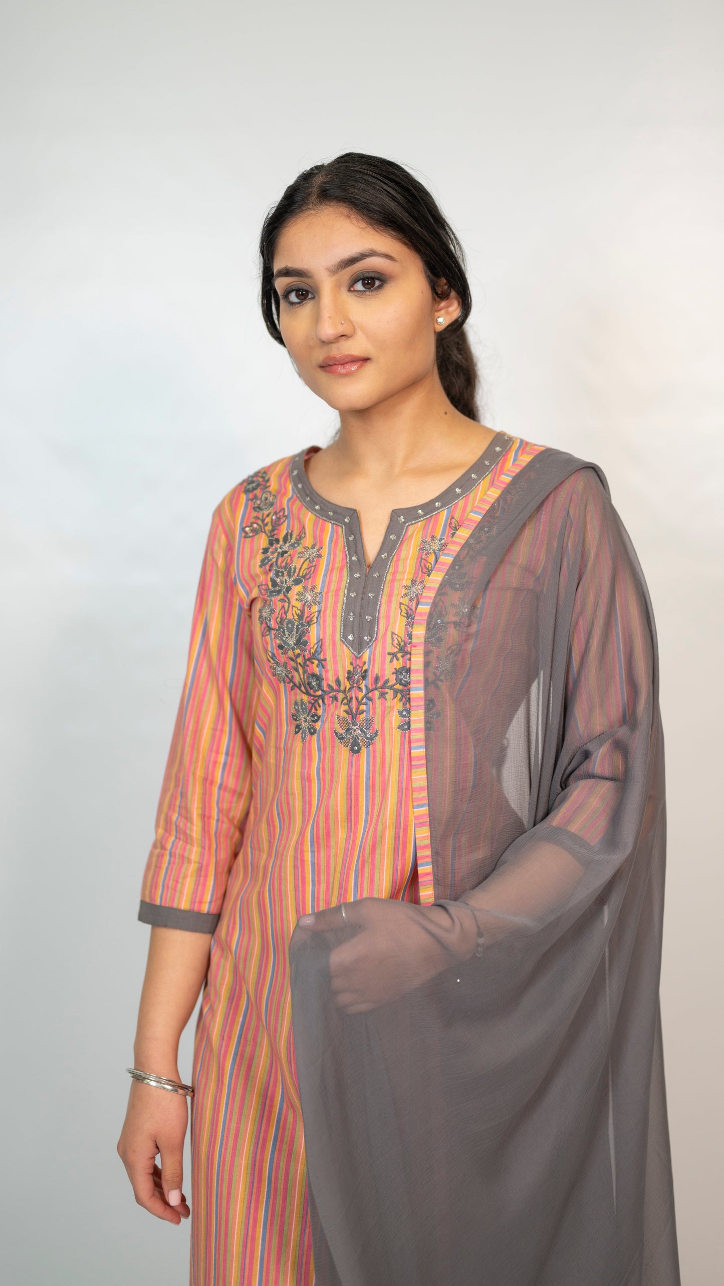 Cotton Pink Embroidery Suit
