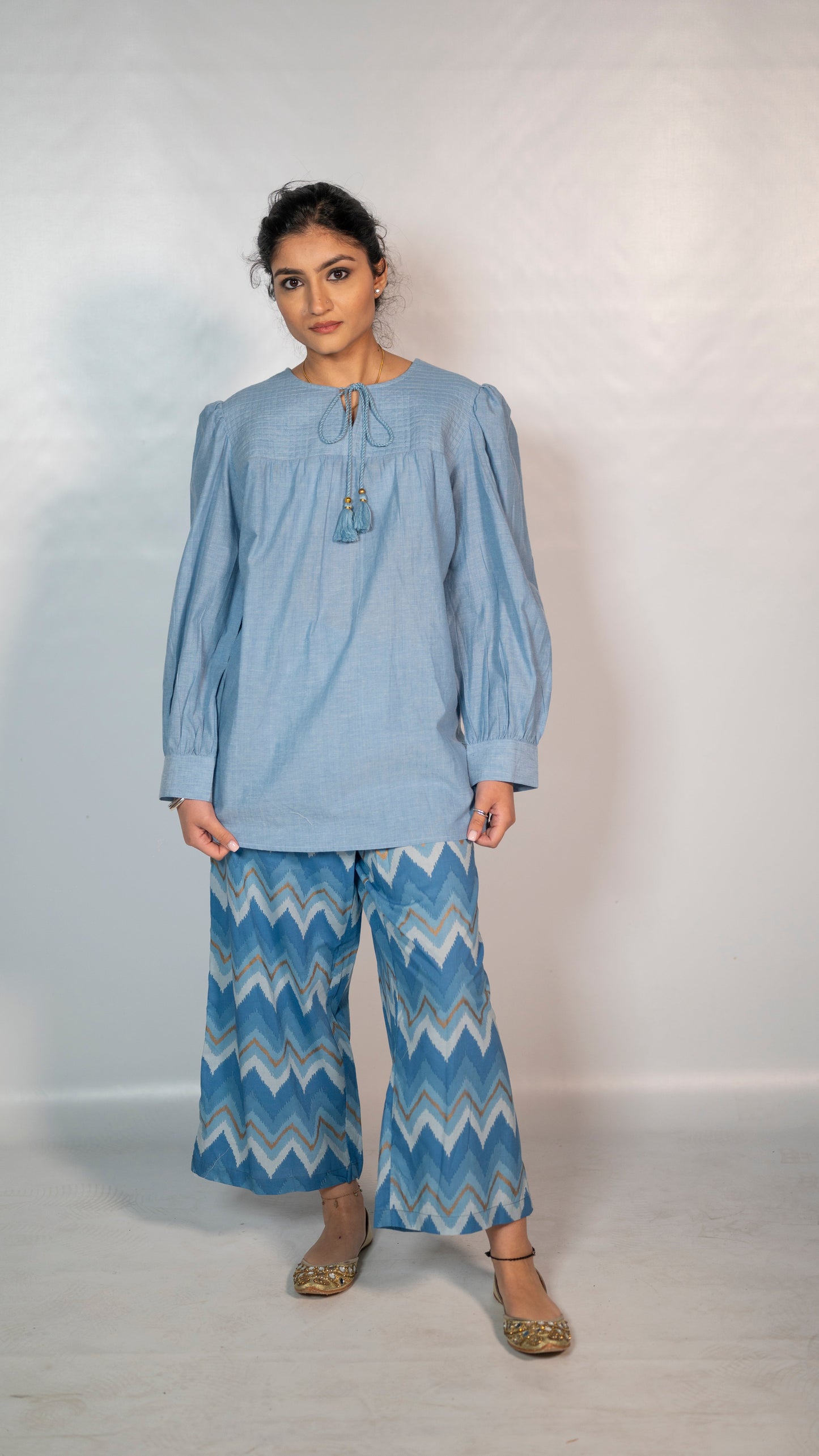Cotton Blue Block Print Set