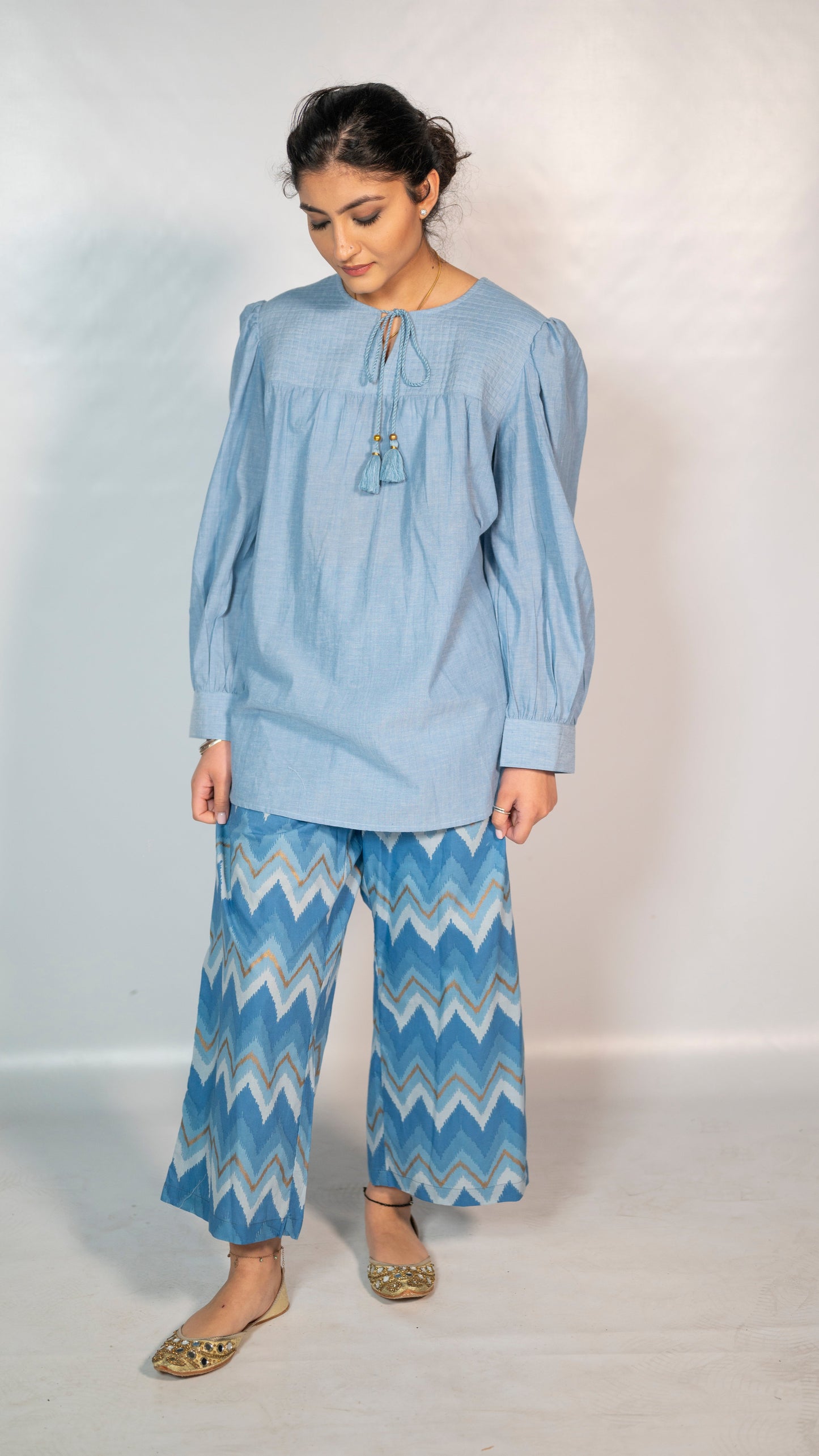 Cotton Blue Block Print Set