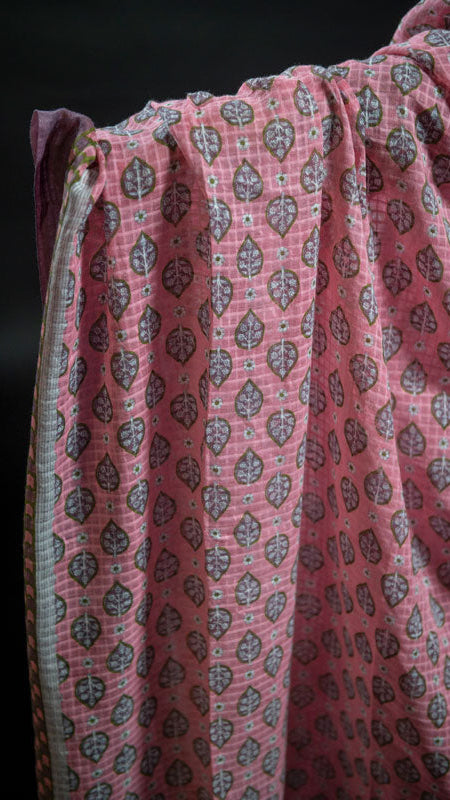 Cotton Purple Flower Block Print Suit