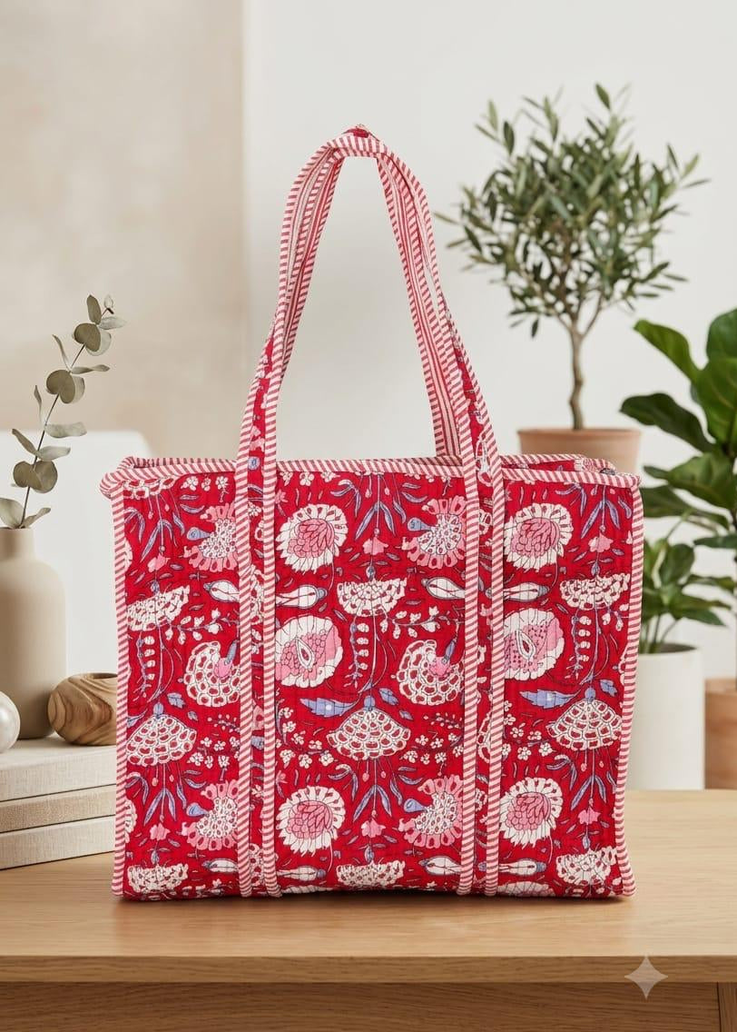 Cotton Red Tote Bag