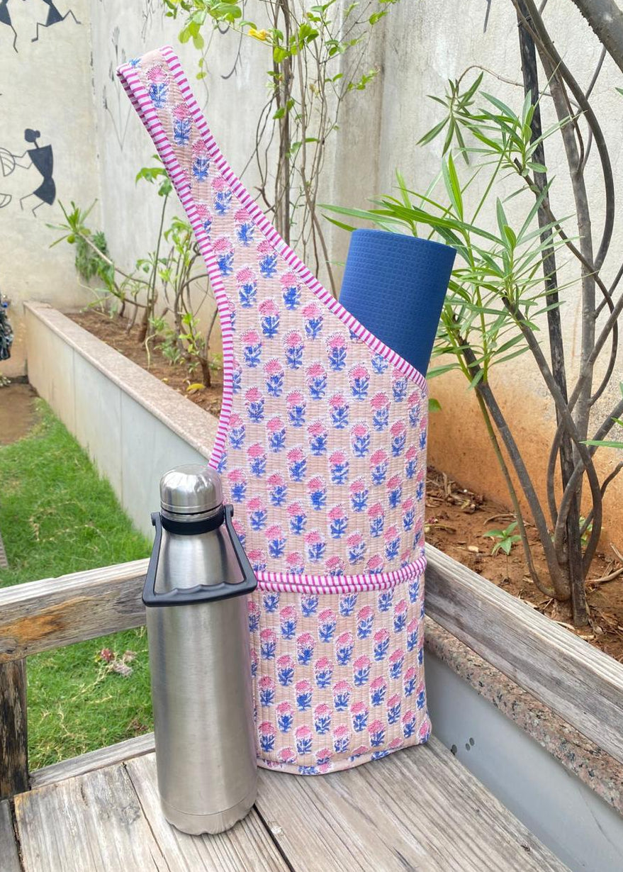 Coming Soon: Cotton Pink Block Print Yoga Bag