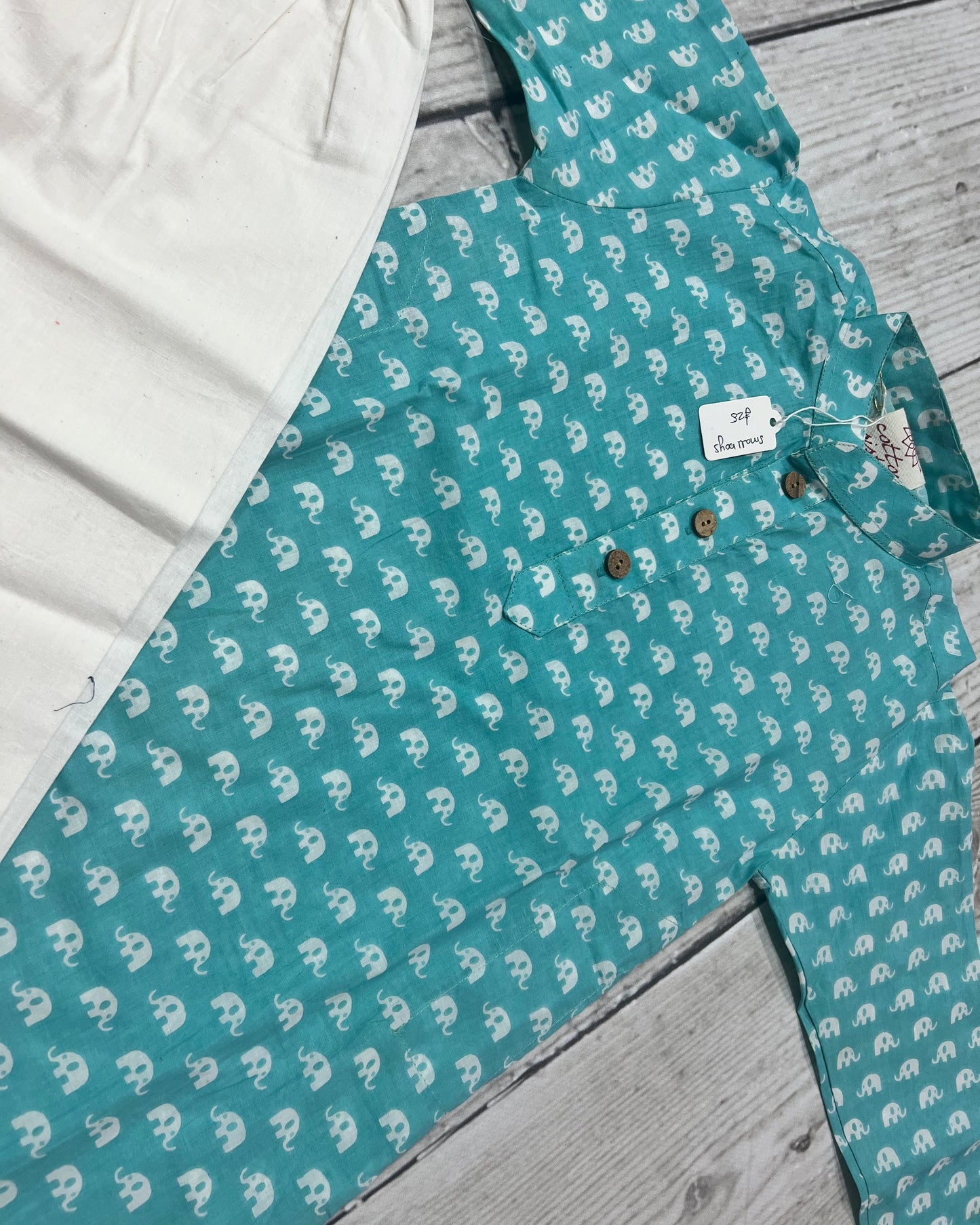 Cotton Light Blue Boy's Kurta set