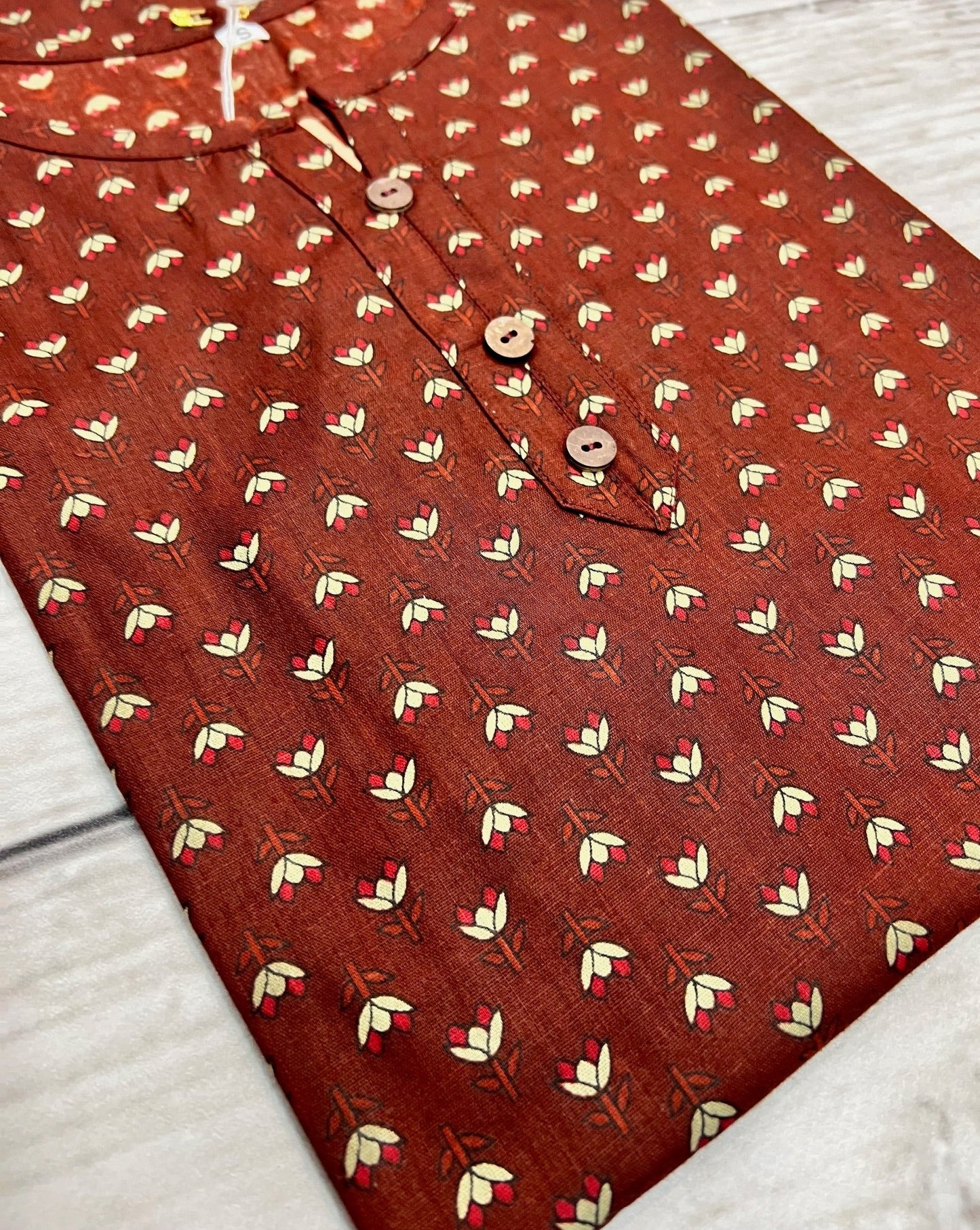 Cotton Rust Block Print Kurti