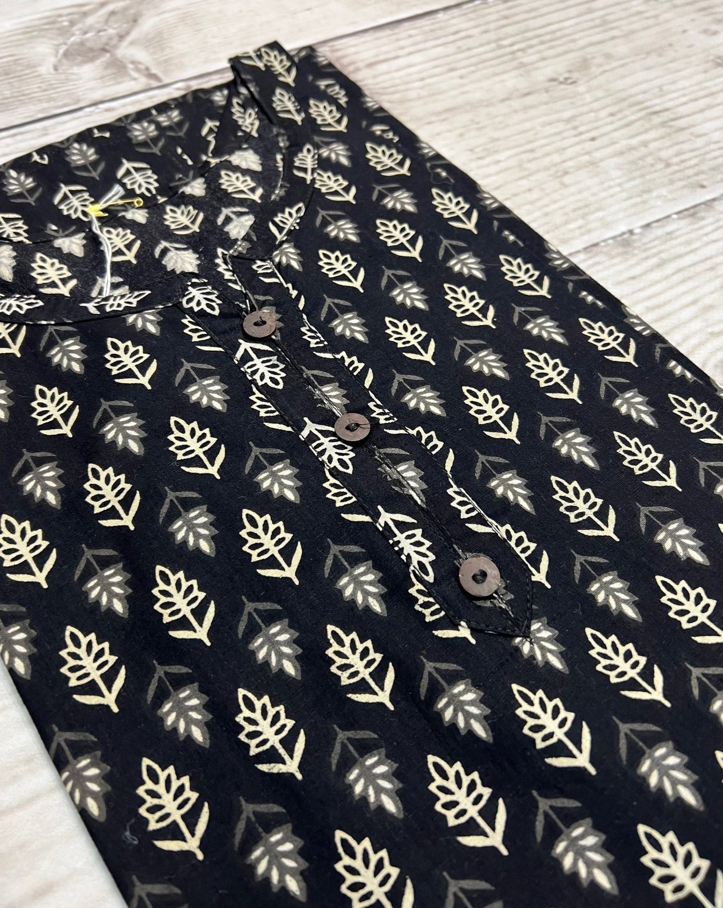 Cotton Black/ White Block Print Kurti