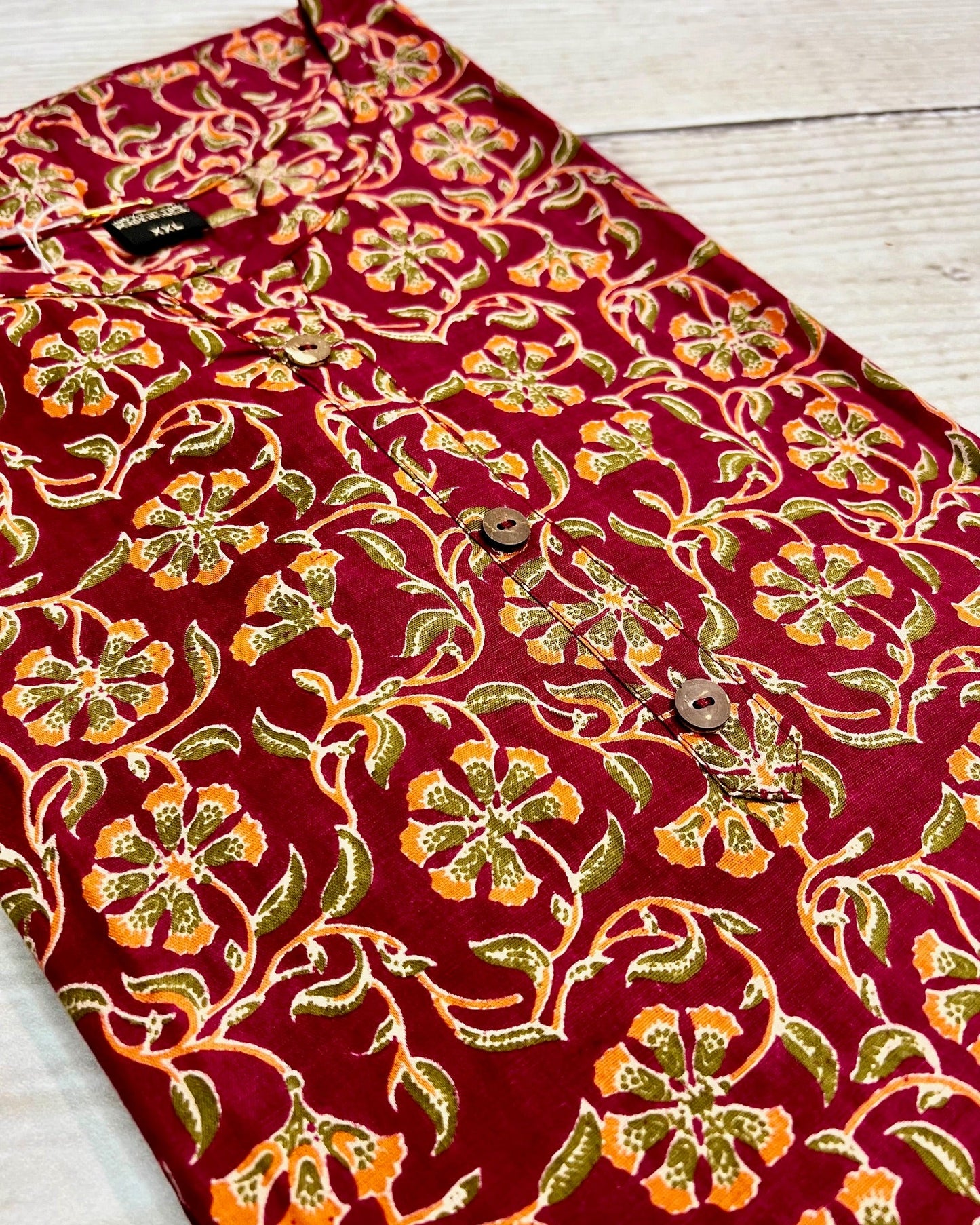 Cotton Red Block Print Kurti