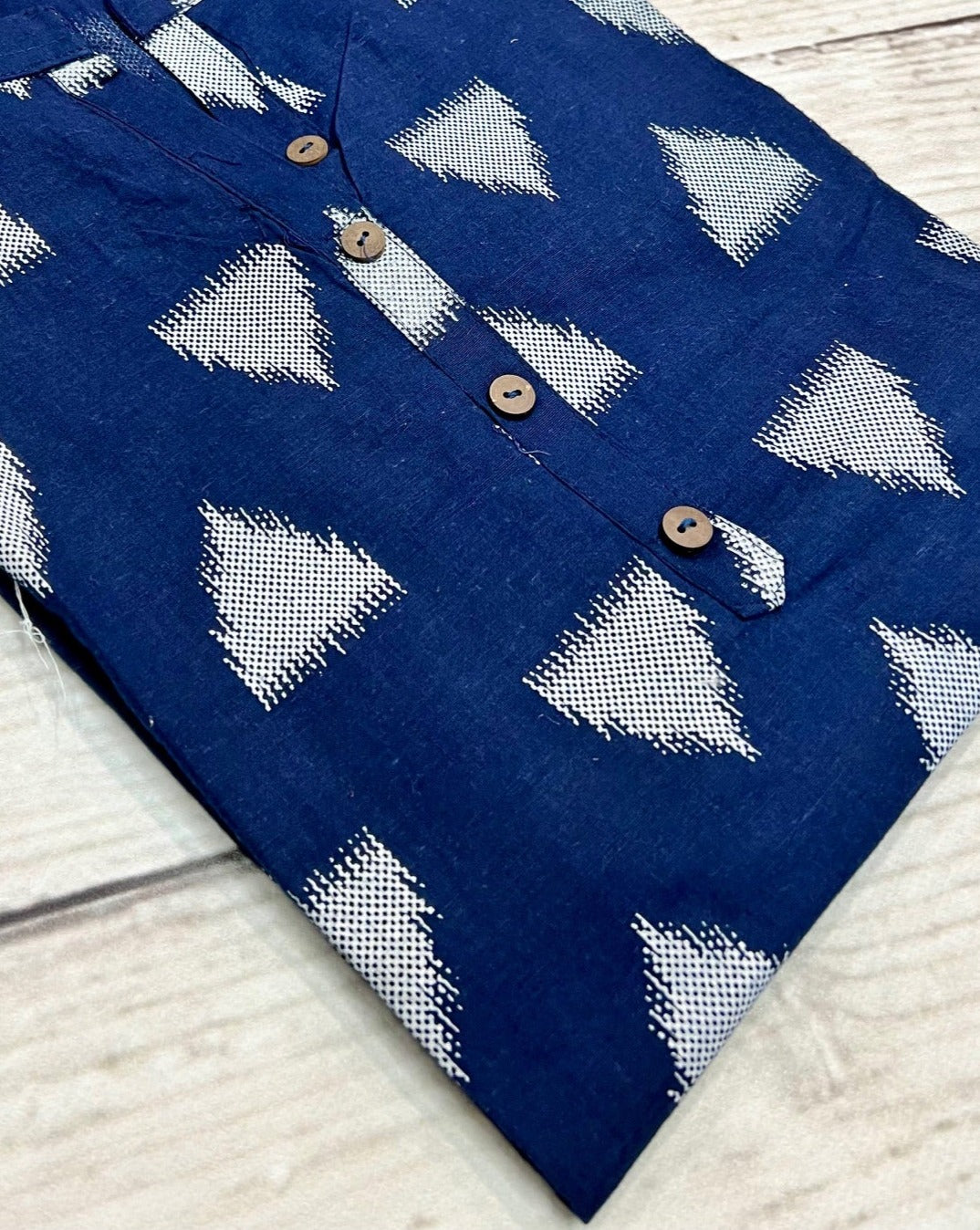 Cotton Blue/ White Block Print Kurti