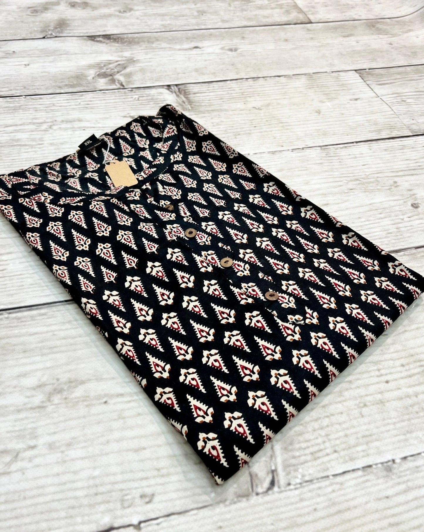 Cotton Black Block Print Kurti