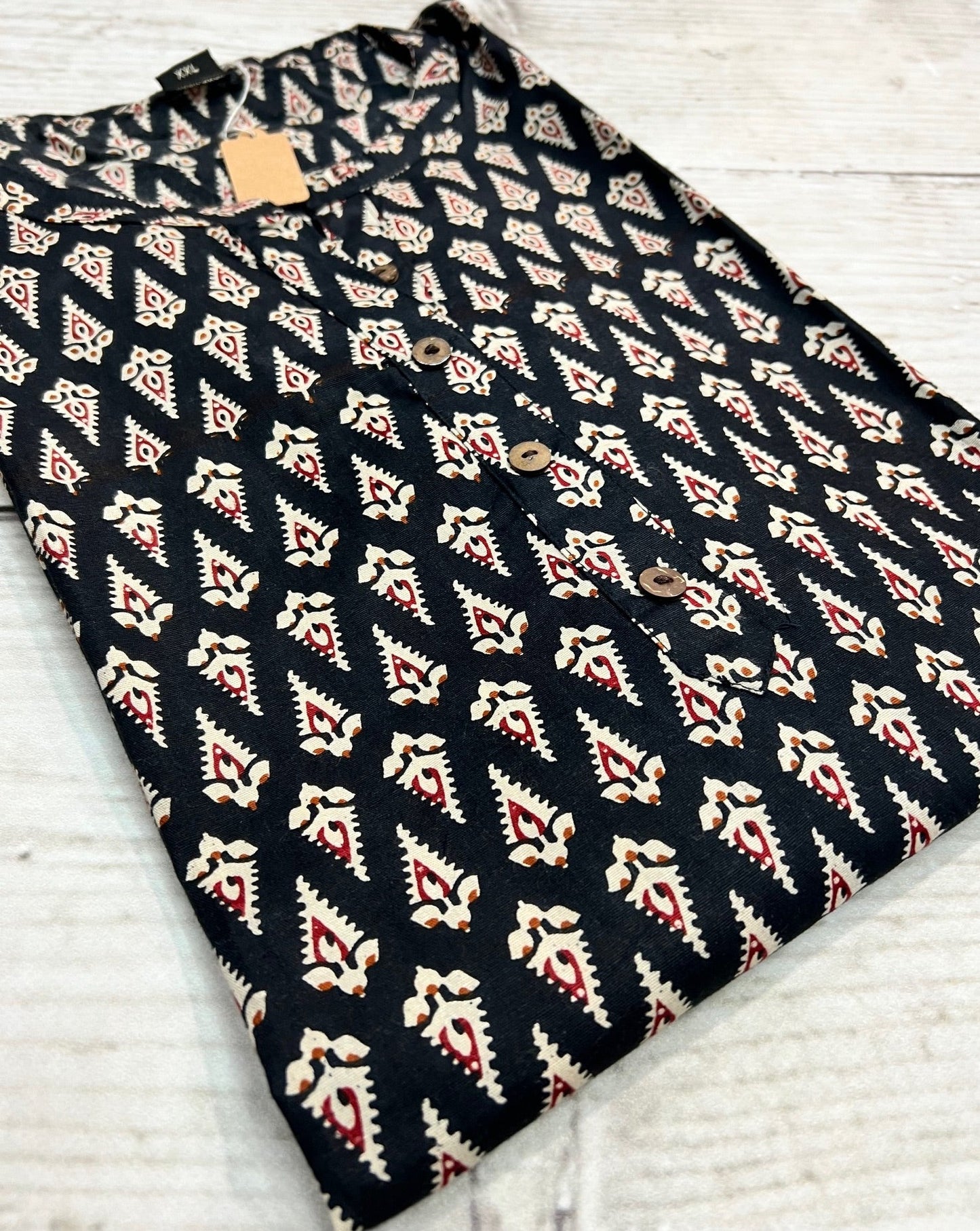 Cotton Black Block Print Kurti