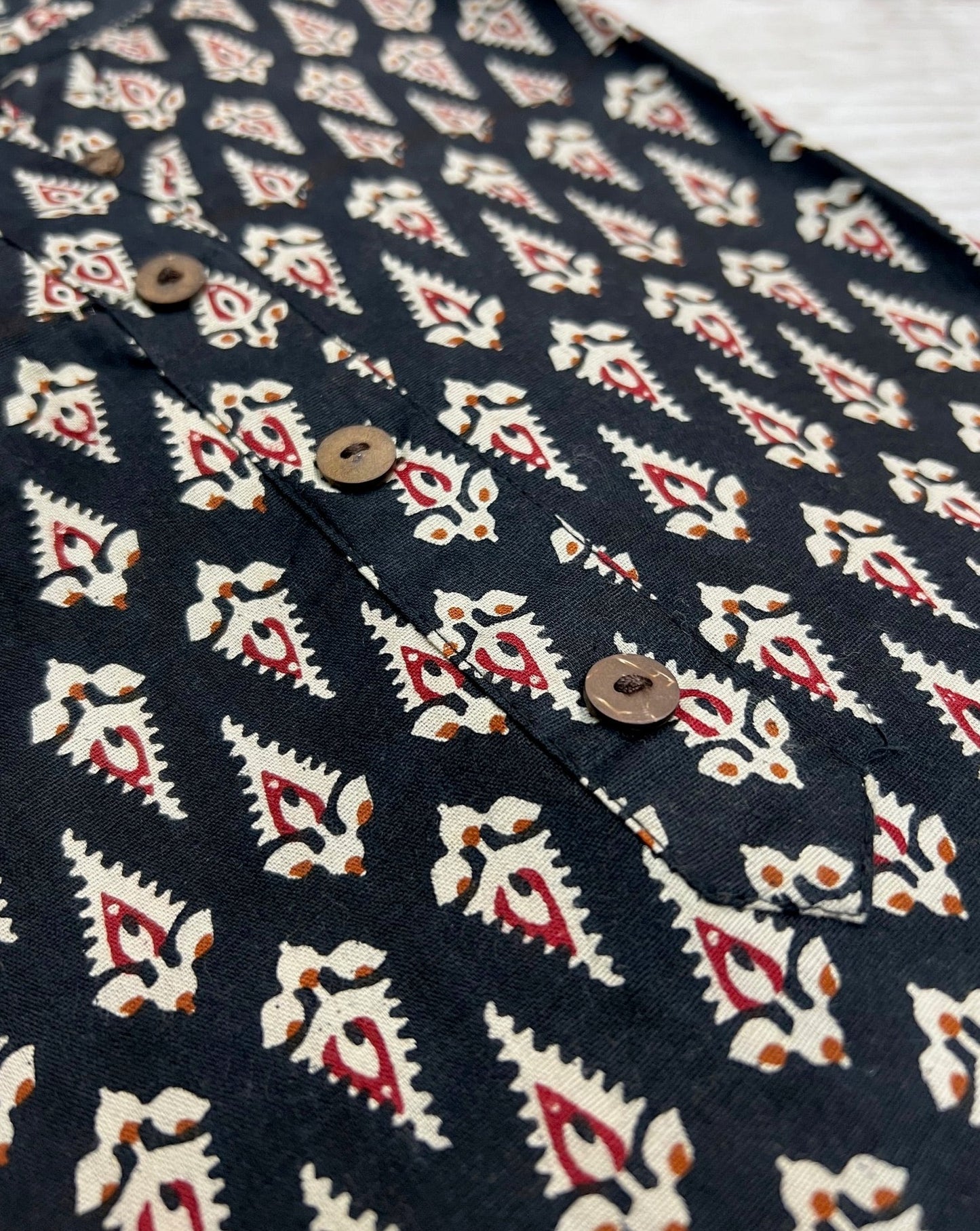Cotton Black Block Print Kurti