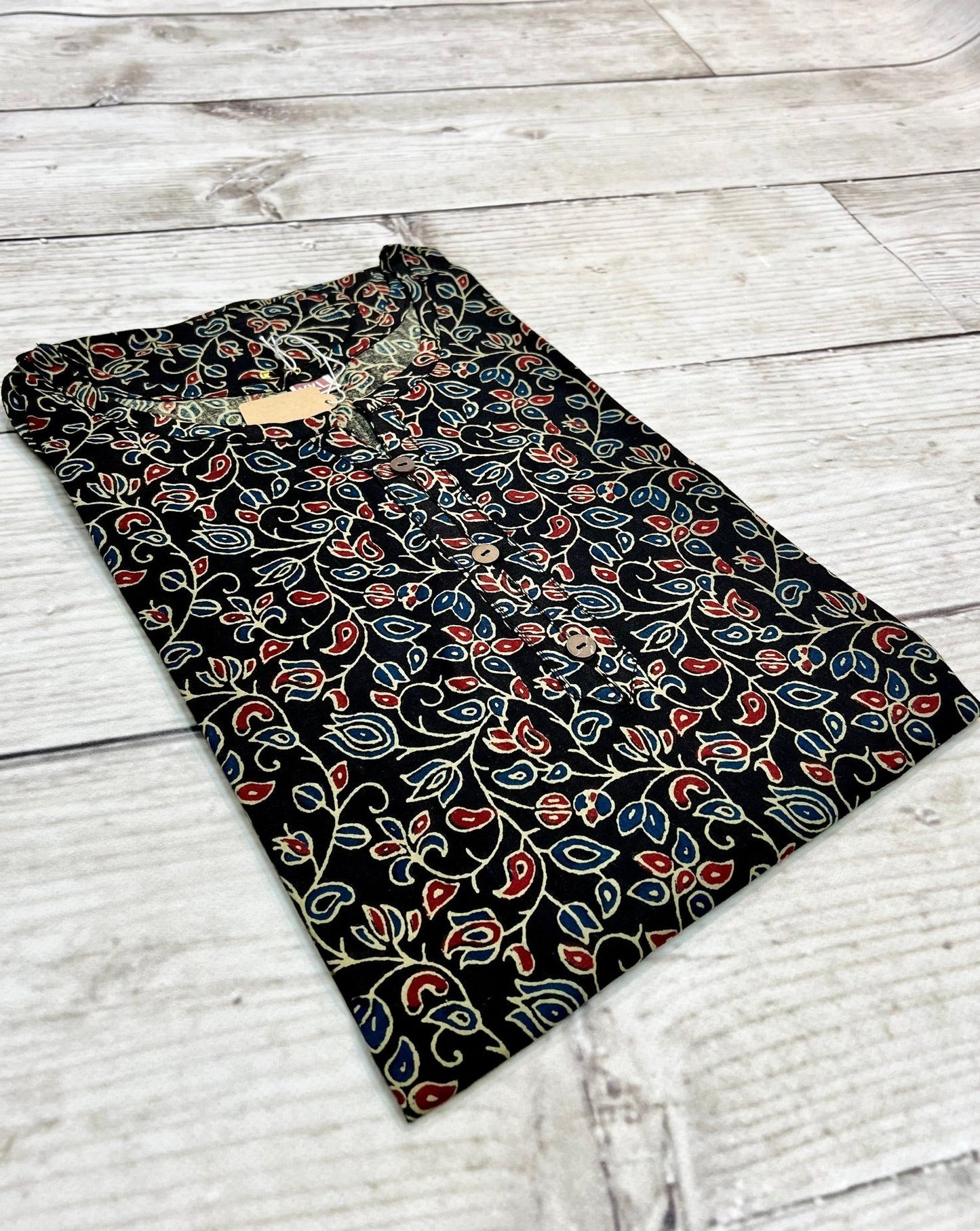Cotton Black Block Print Kurti