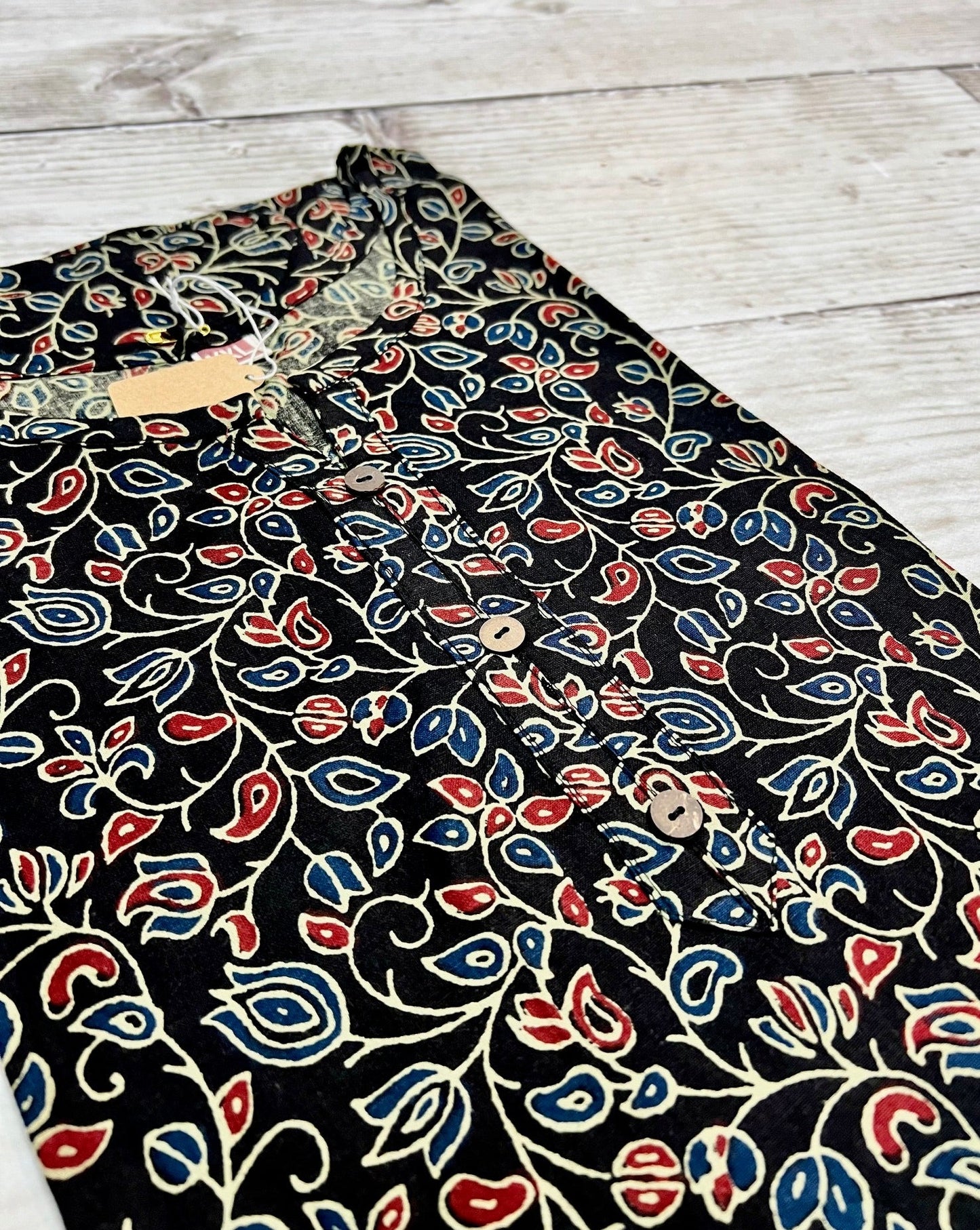 Cotton Black Block Print Kurti