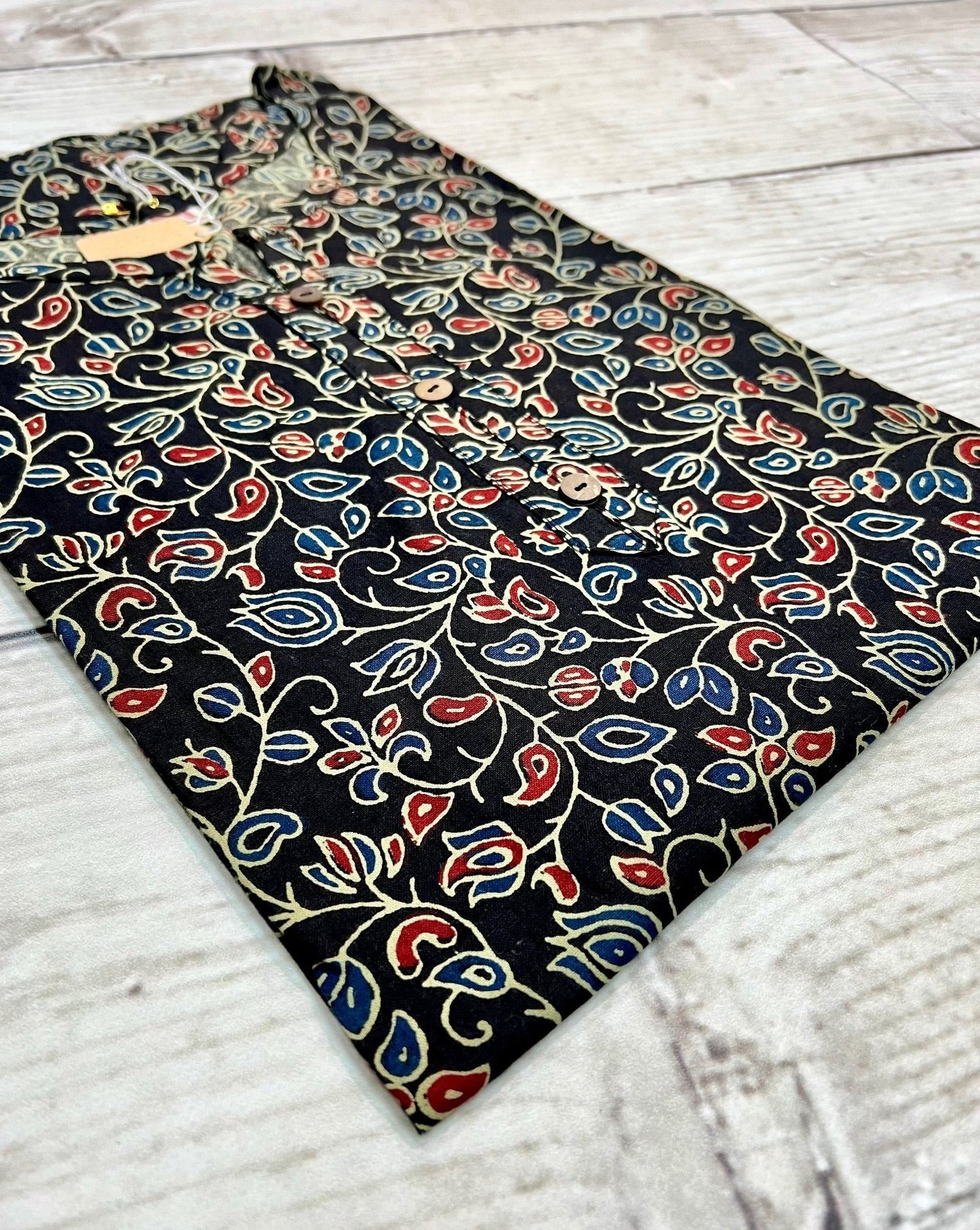 Cotton Black Block Print Kurti