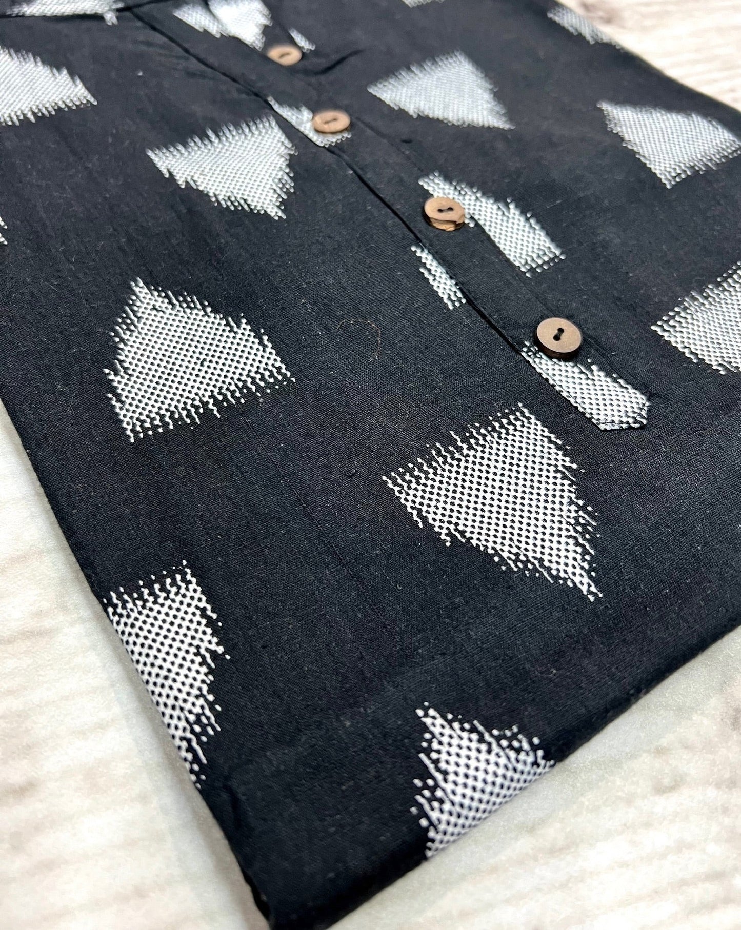 Cotton Black/ White Block Print Kurti