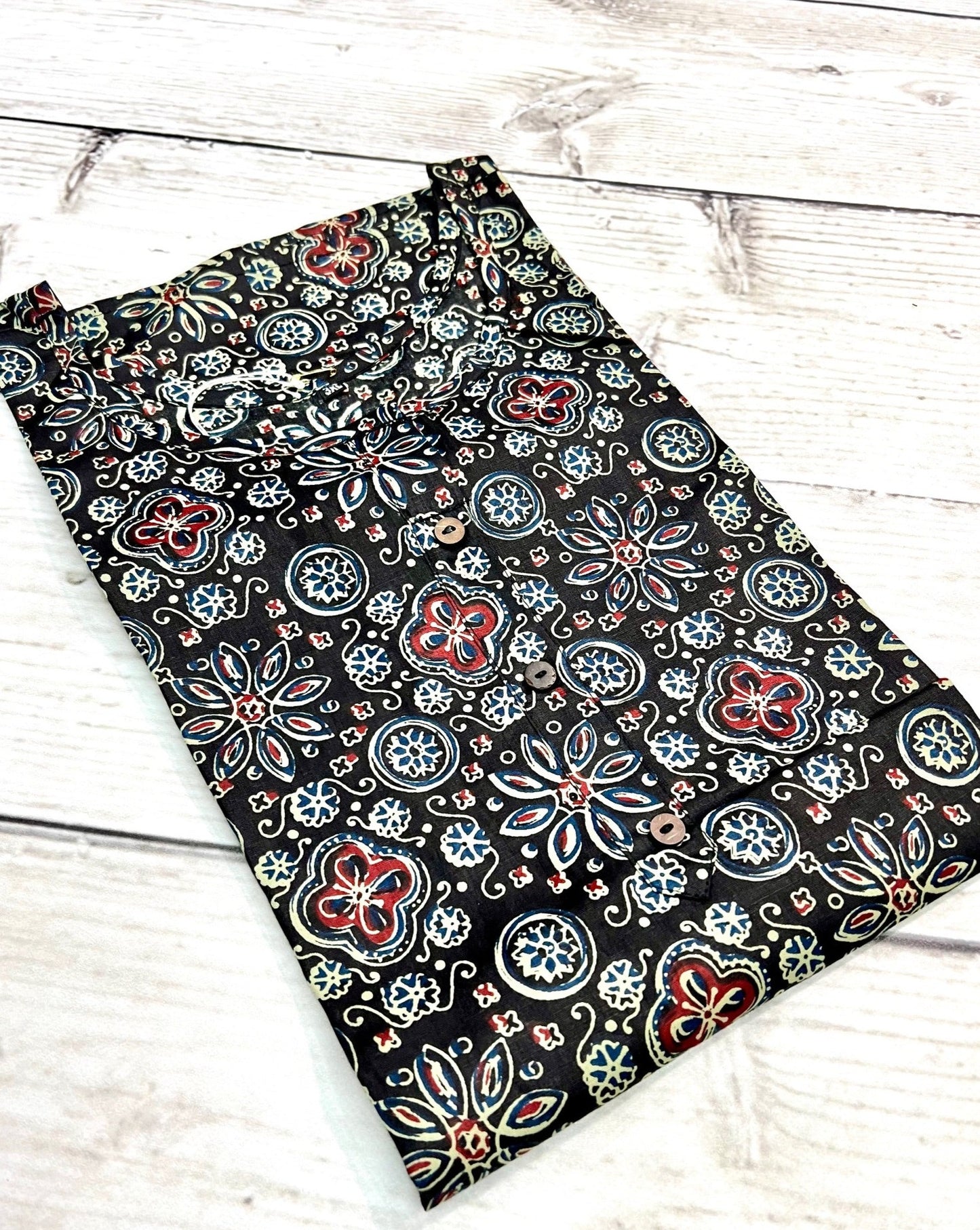 Cotton Black Block Print Kurti