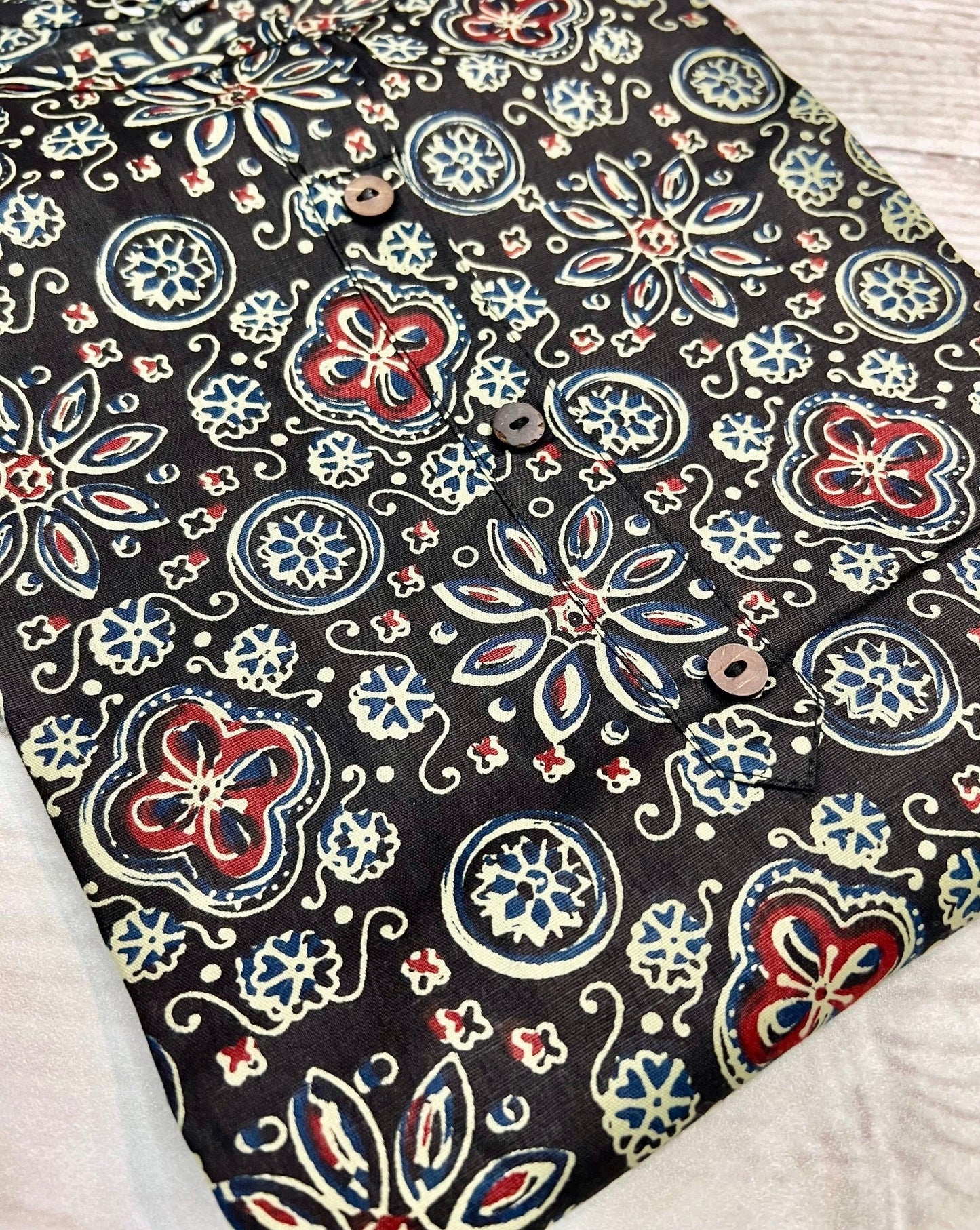 Cotton Black Block Print Kurti