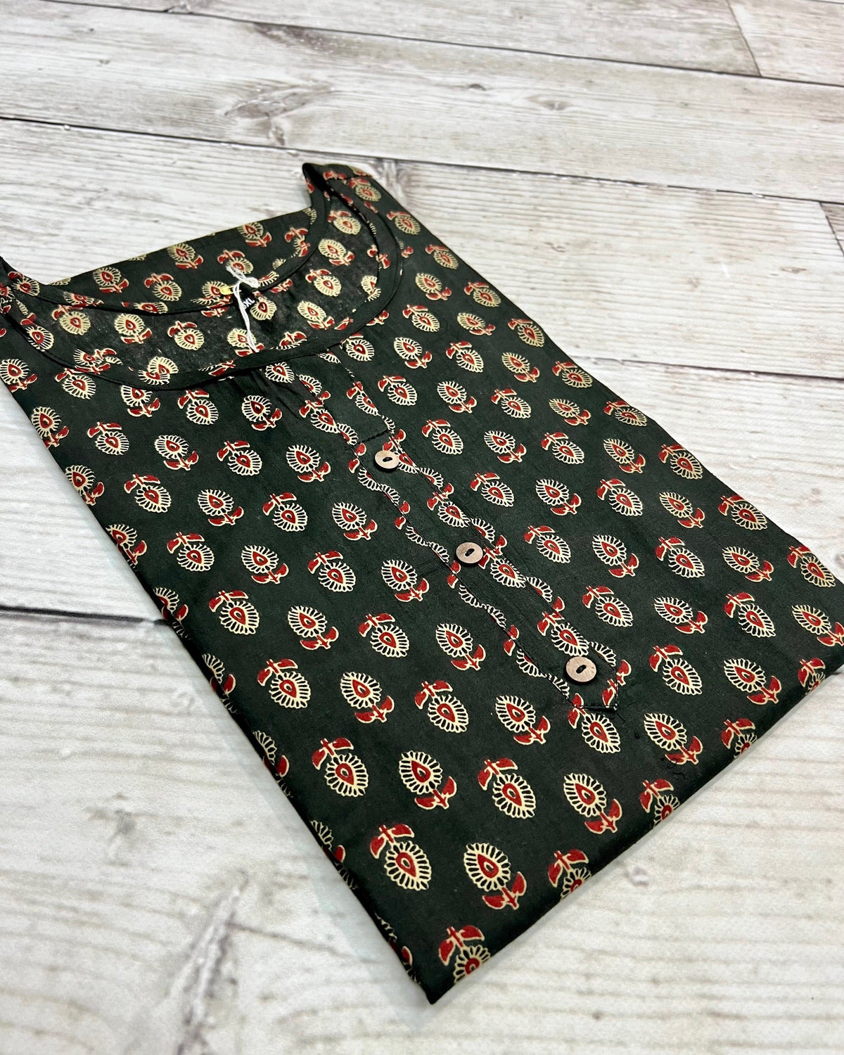 Cotton Black Block Print Kurti