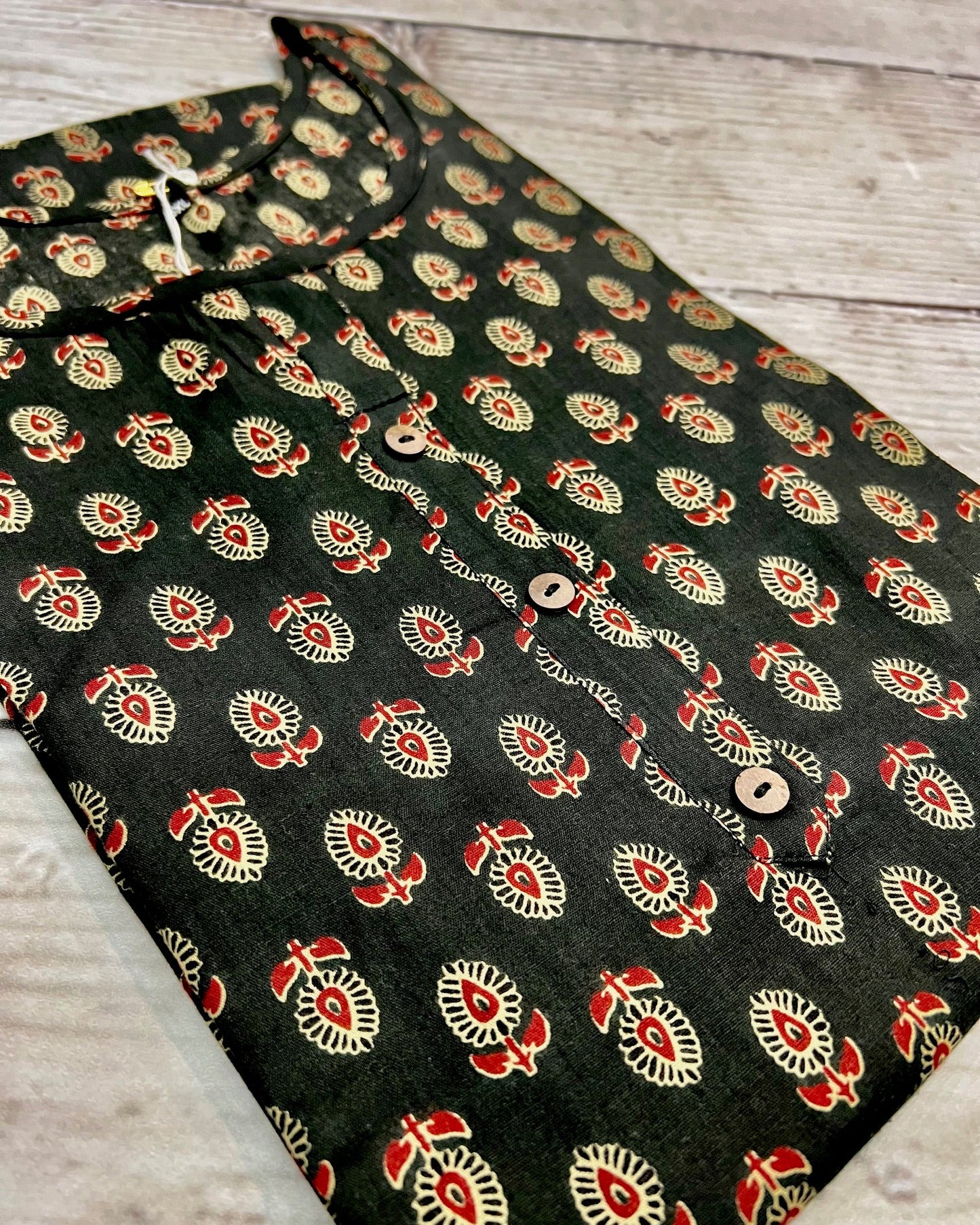 Cotton Black Block Print Kurti