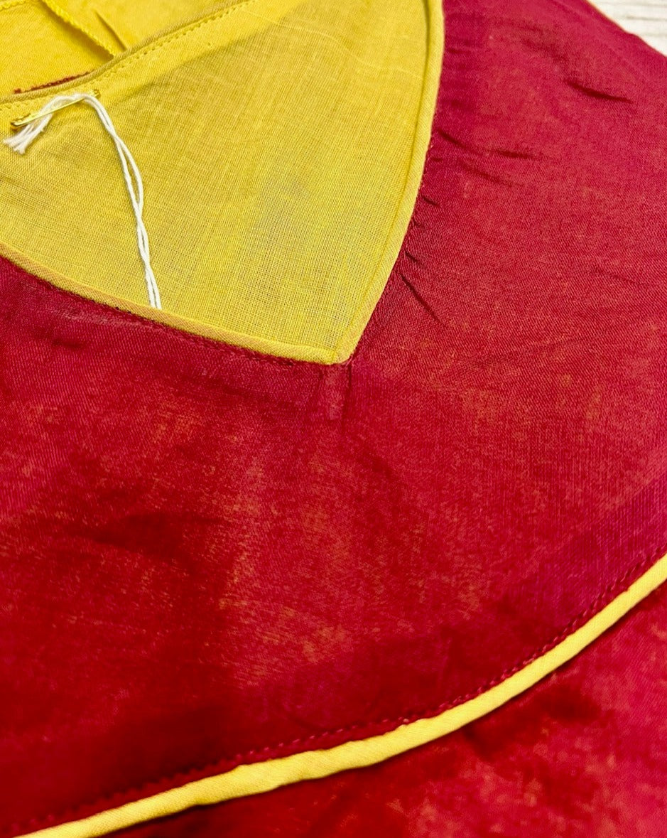 Cotton Short Reversible Maroon/Mustard Kurti