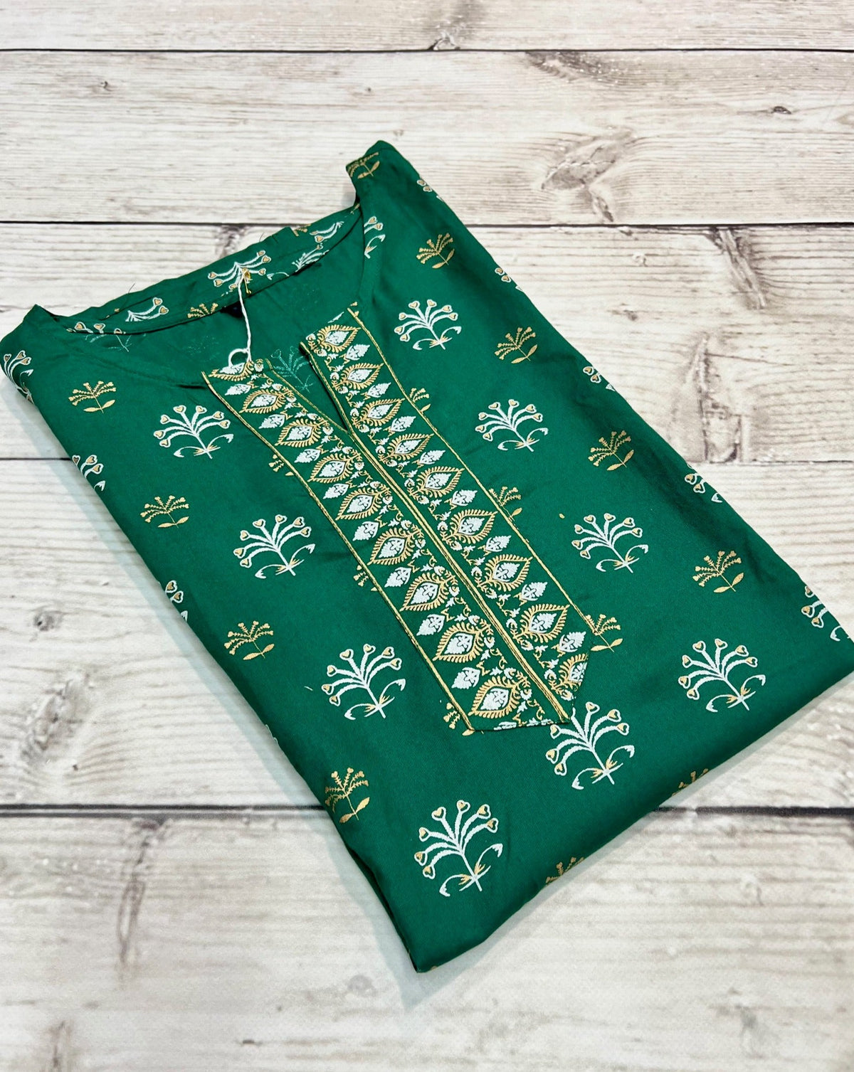 Cotton Green Block Print Kurti