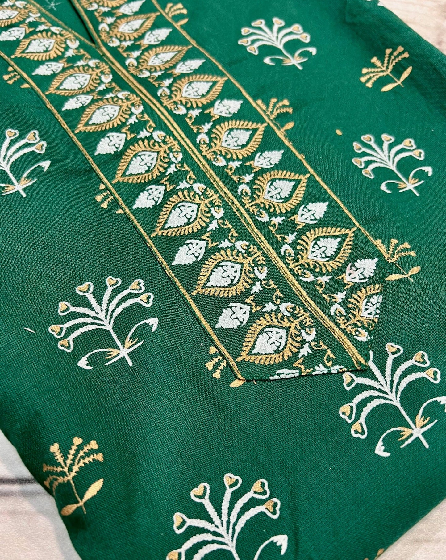 Cotton Green Block Print Kurti