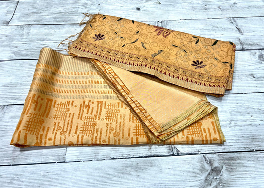 Cotton Silk Beige Unstitched Suit