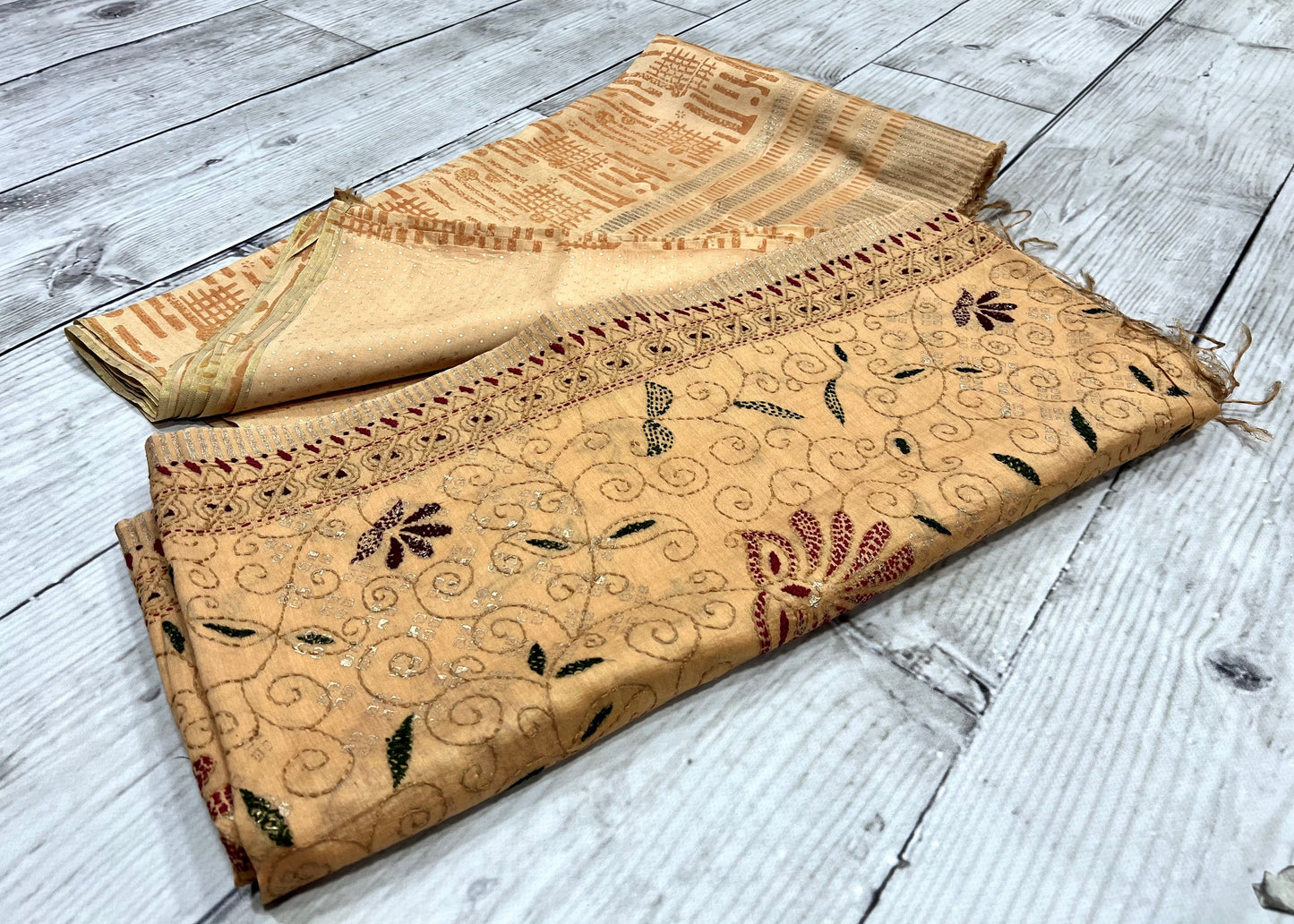 Cotton Silk Beige Unstitched Suit