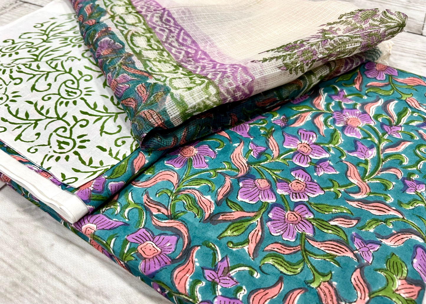 Cotton Block Print Unstitched Suit