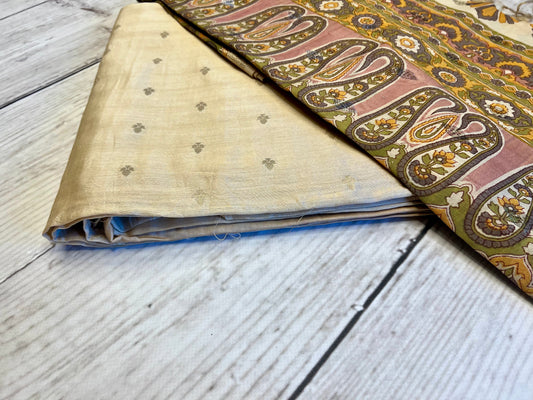 Cotton Silk Beige Printed Unstitched Suit