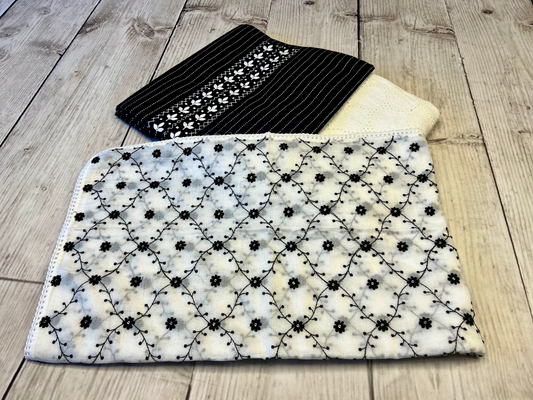 Cotton Black Thread Embroidery Unstitched Suit