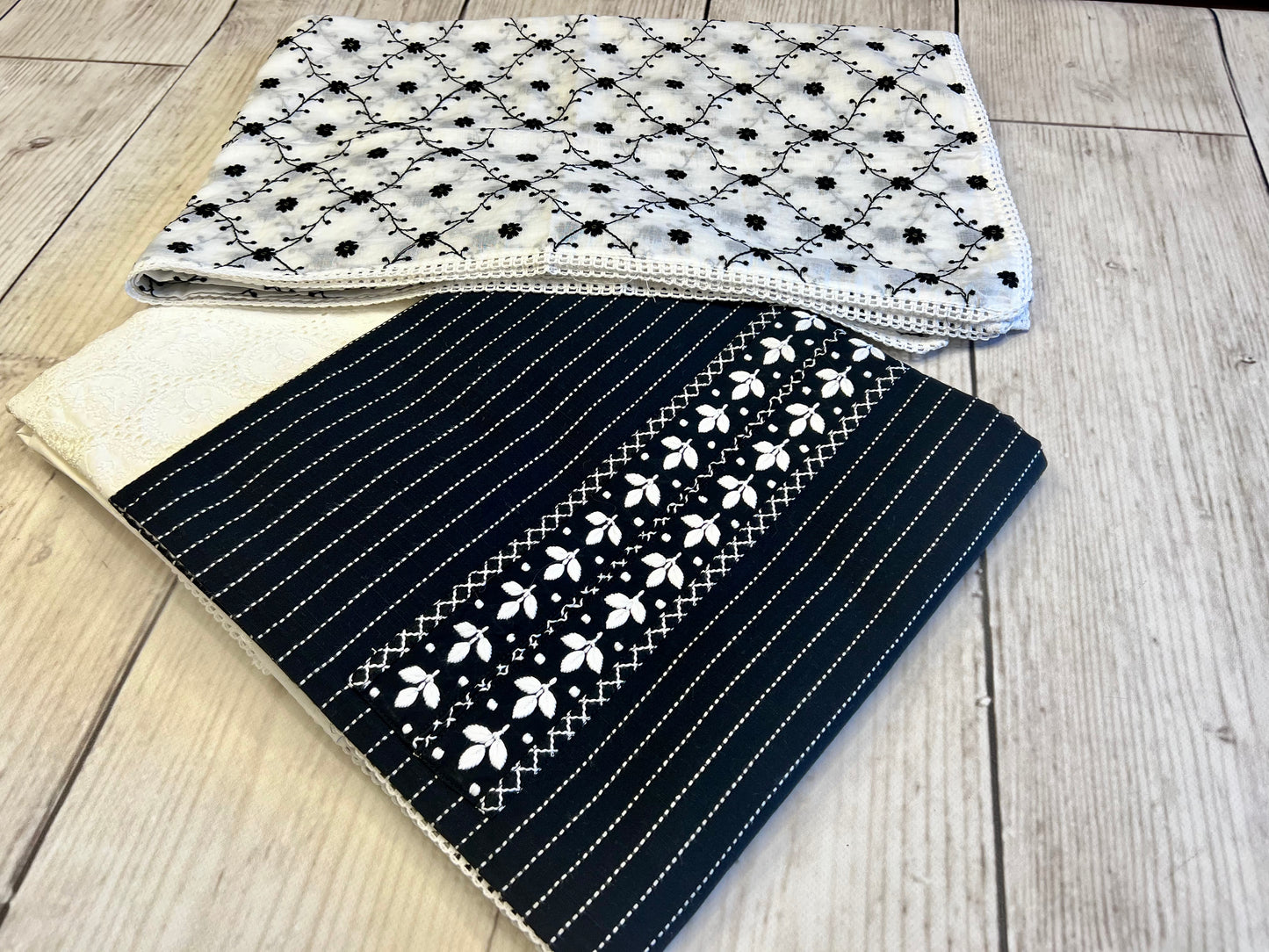 Cotton Black Thread Embroidery Unstitched Suit