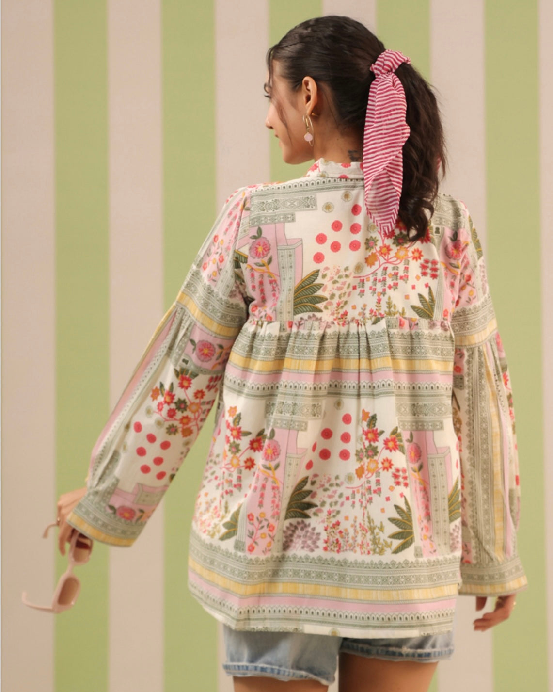 Cotton White Flower Block Print Shirt