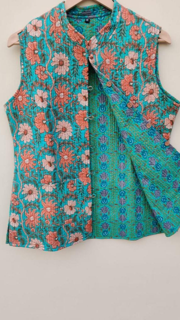 Ladies Cotton Jaipur Printed Sleeveless Jacket