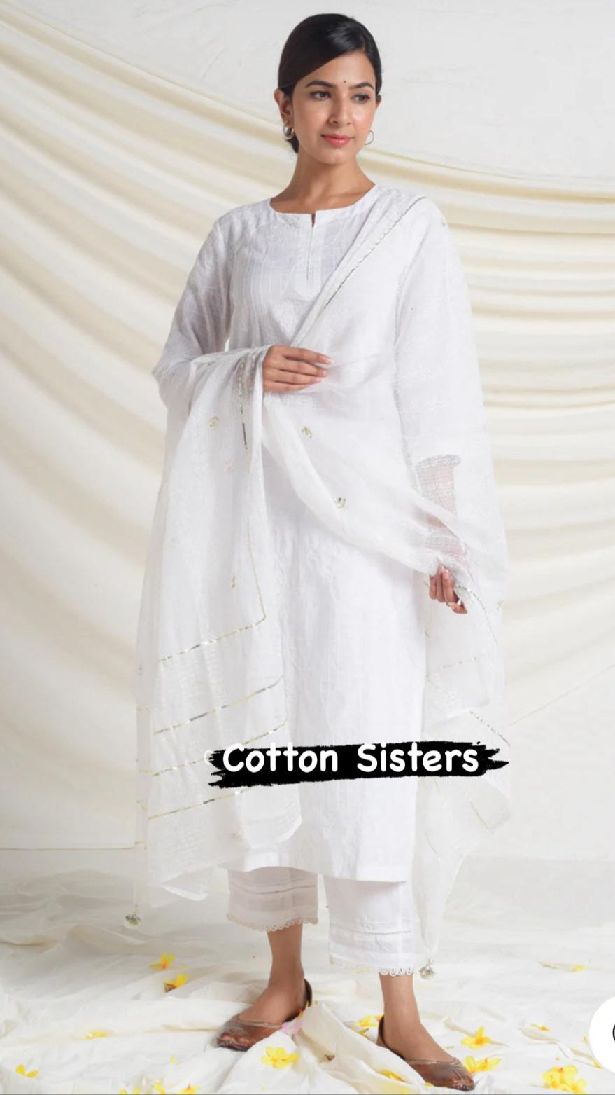 Cotton White Embroidery Suit