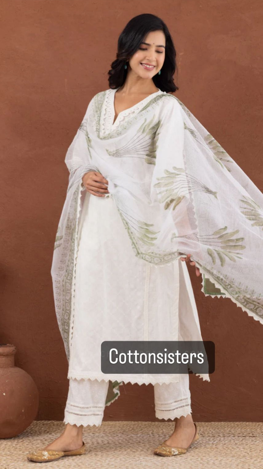 Cotton White Suit