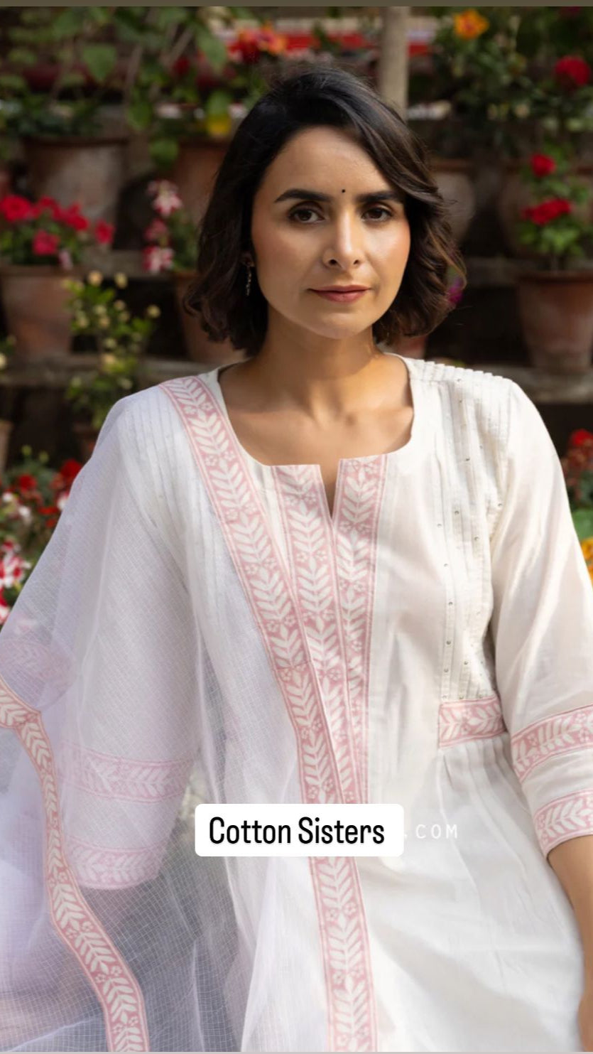 Cotton White/Pink Suit