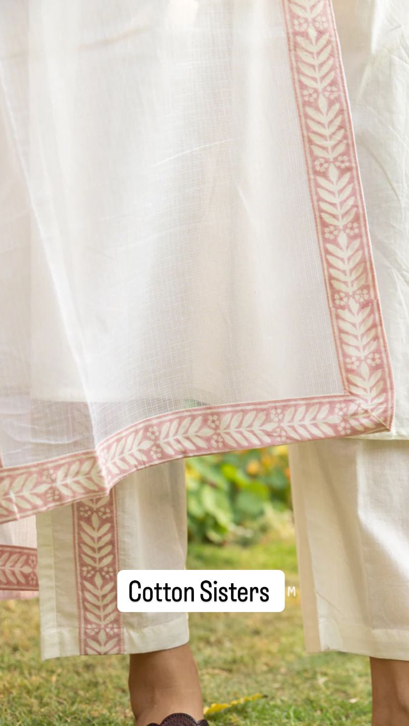 Cotton White/Pink Suit
