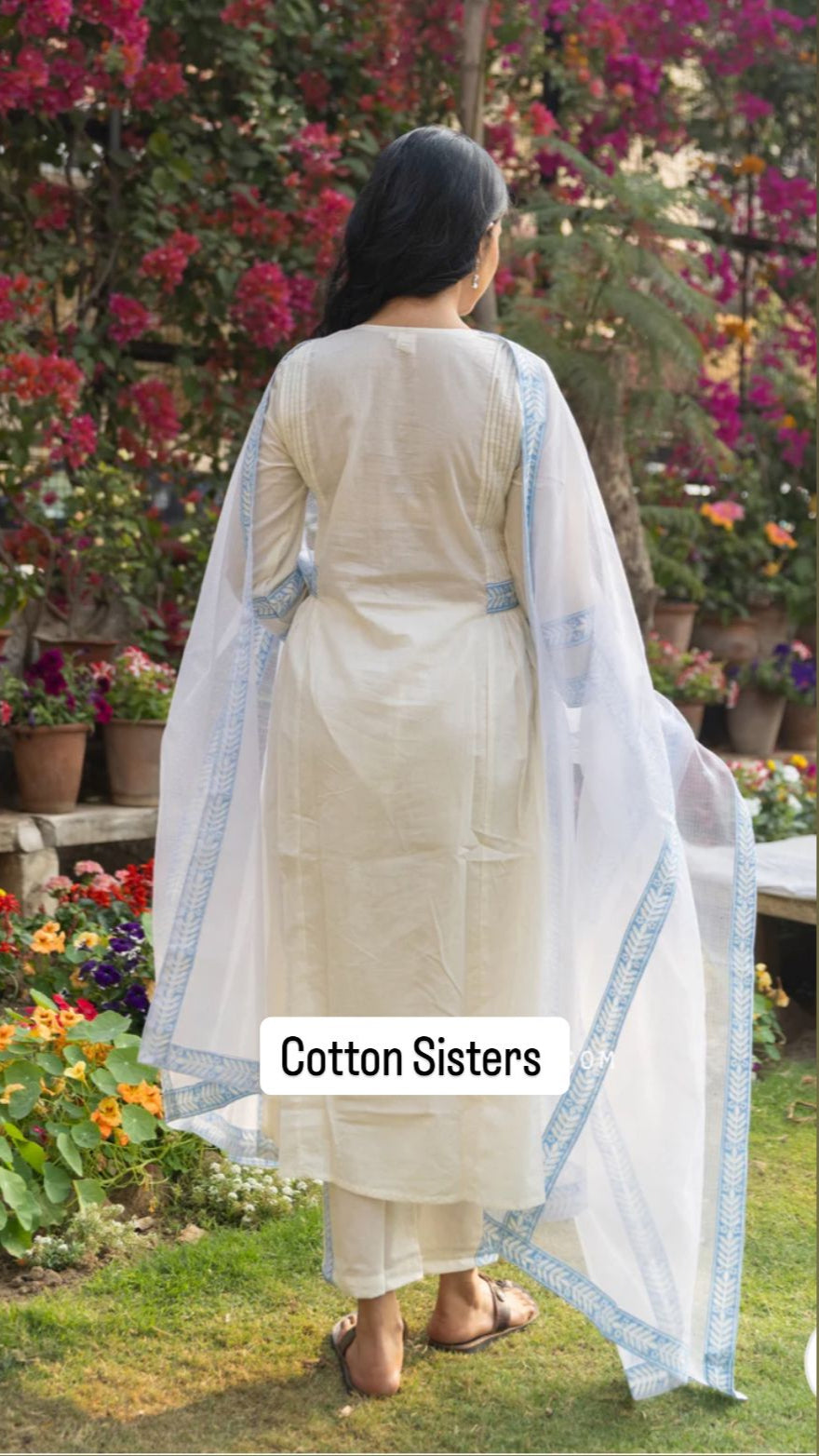 Cotton White/Blue Suit