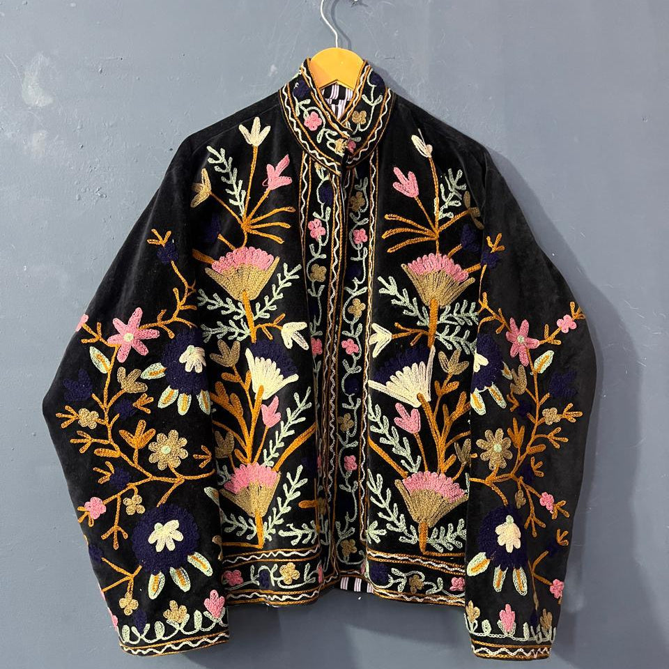 Velvet Black Embroidery Jacket