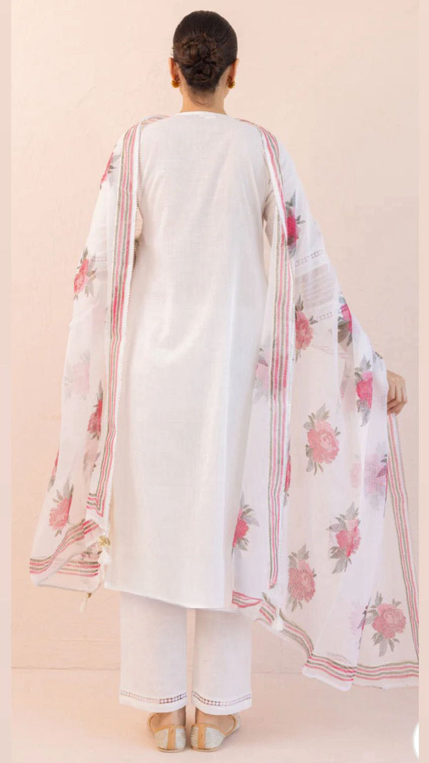 Cotton Ivory Angrakha Kurta Suit