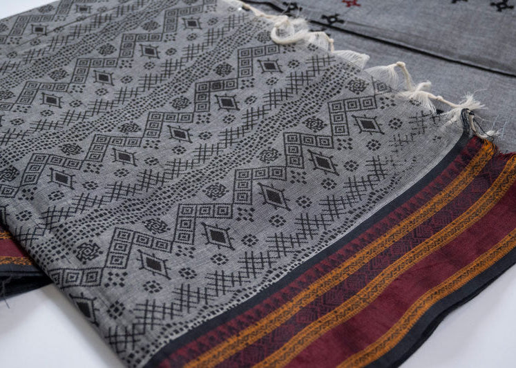 Cotton Grey Embroidery Unstitched Suit