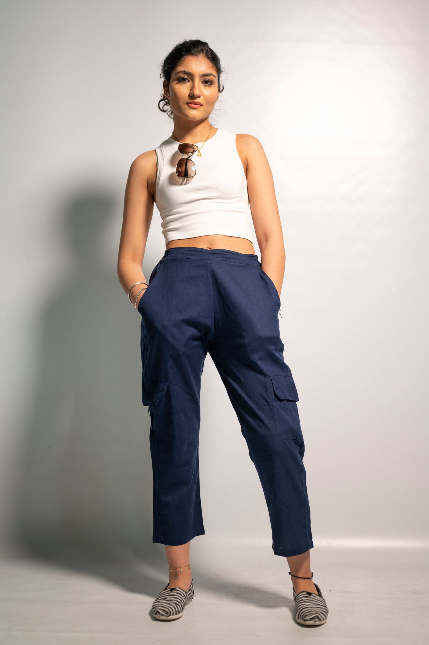 Cotton Blue Cargo Pants