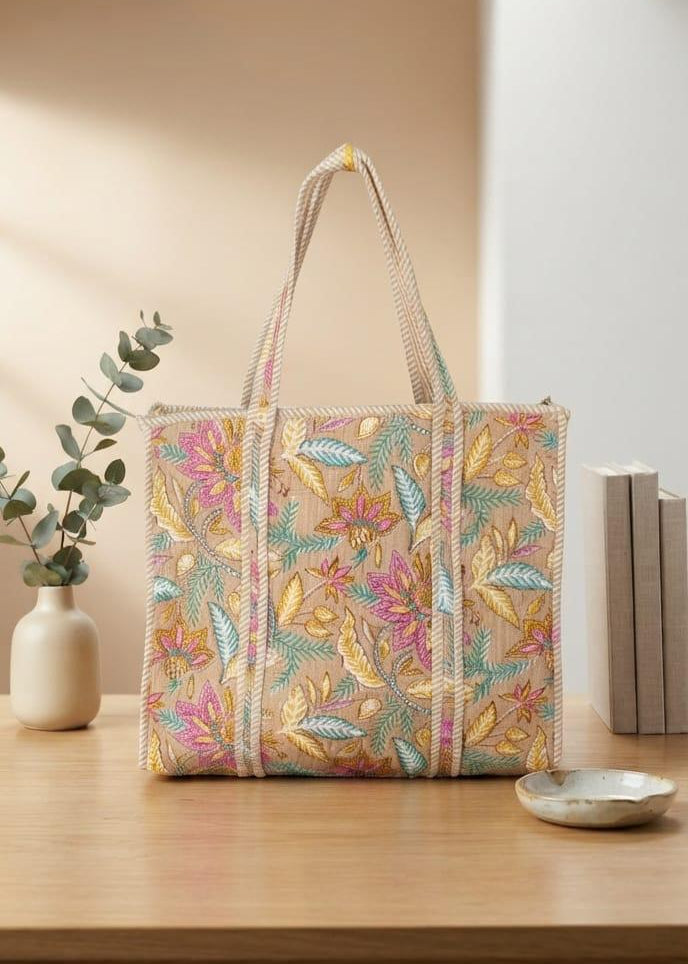 Cotton Colourful Floral Tote Bag