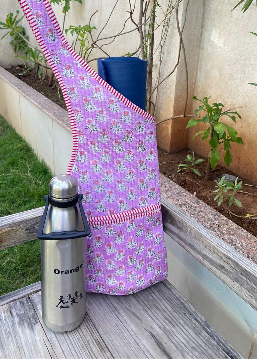 Coming Soon:  Cotton Lilac/ Pink Block Print Yoga Bag