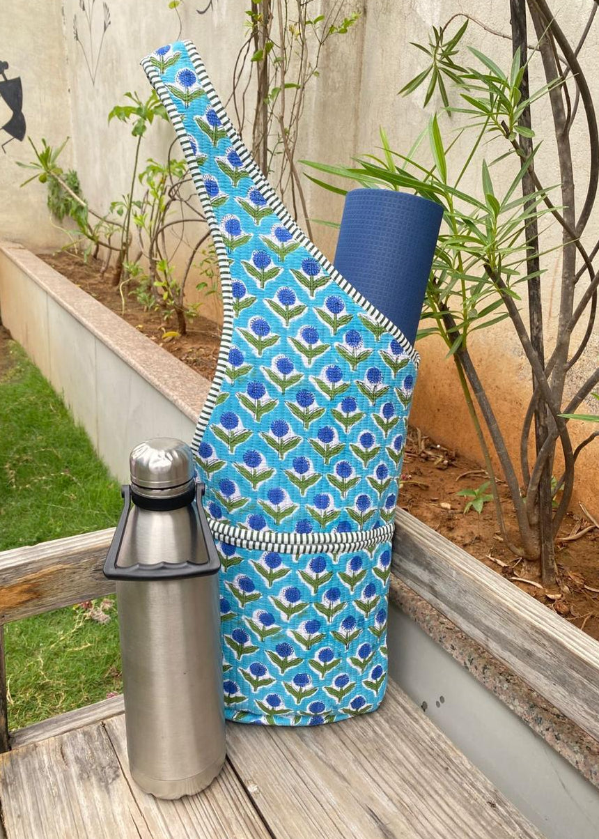 Coming Soon:  Cotton Blue/ Navy Block Print Yoga Bag