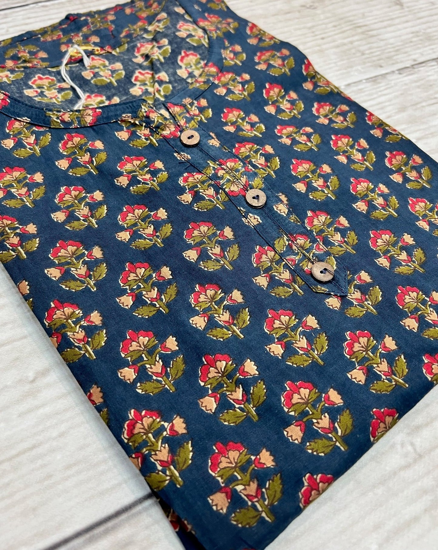 Cotton Blue Block Print Kurti