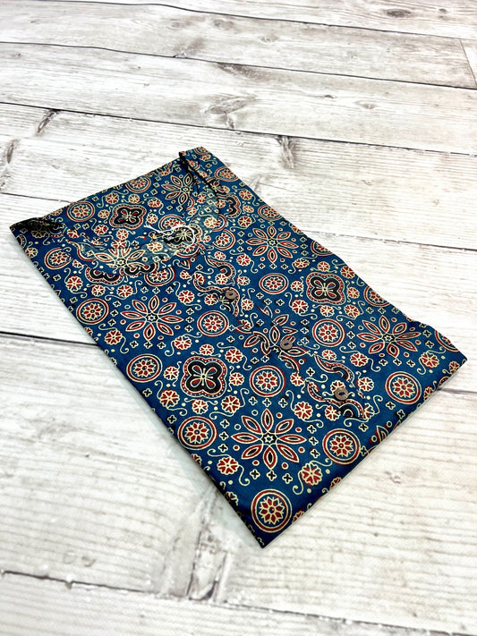 Cotton Blue/ Red Block Print Kurti
