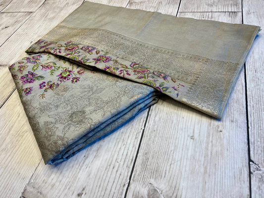 Cotton Silk Grey Printed Unstitched Suit