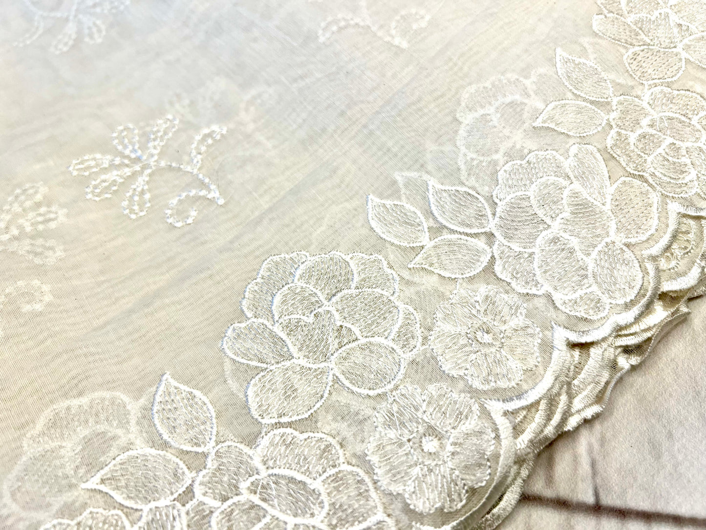 Cotton Cream Thread Embroidery Unstitched Suit