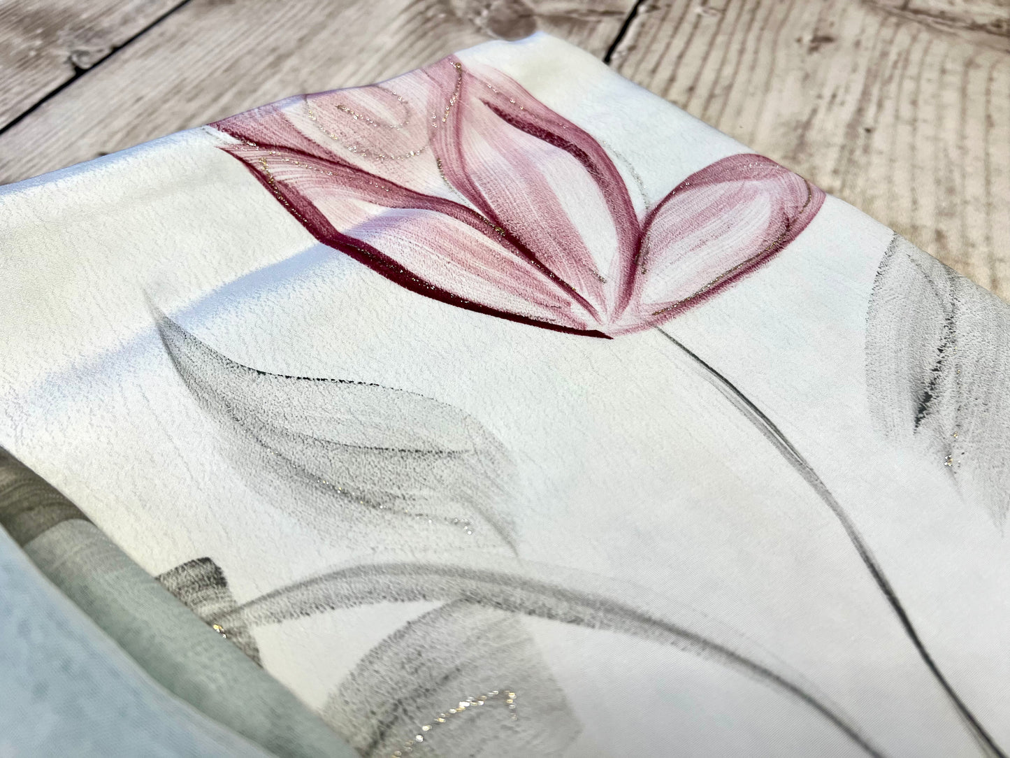 Crepe Grey Flower Hand Painted Unstitched Suit